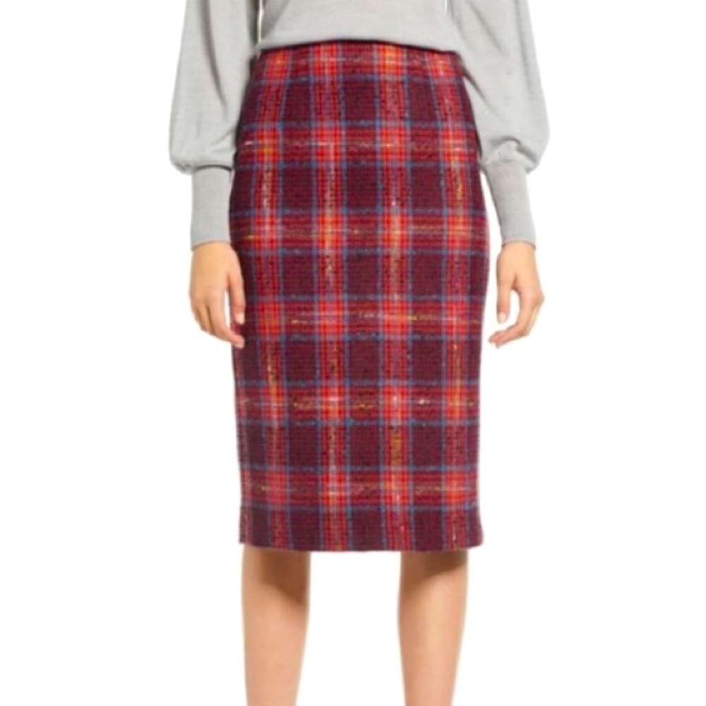 Halogen Maroon Tweed Skirt